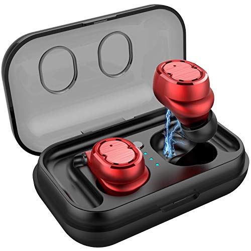 Peyou Auriculares Inalambricos Bluetooth 5.0, PEMOTech Auricular Inalámbrico Manos Libres [450mA Caja de Carga Portátil, IPX5 Impermeables, Cancelación de Ruido] para iPhone, Samsung, Huawei