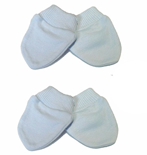 PREMATURE 2 Pairs of Scratch Mitts/Mittens - 100% Cotton Blue