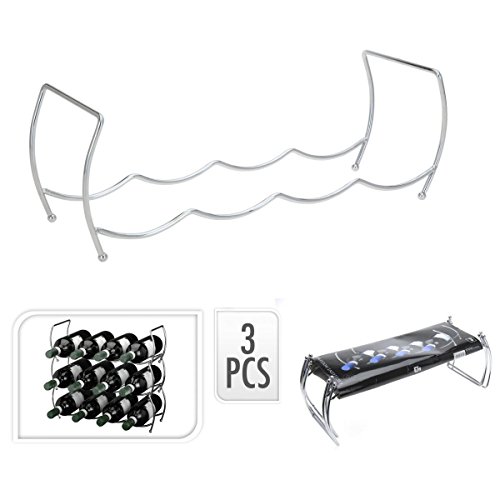 Viscio Trading 171532 Flaschenregal verchromt, Stapelbar, aus Stahl, Farbe Silber, 13 x 40 x 40 cm - 3