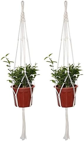 iRurality Macrame Plant Hanger with Spiral Knot Designed,4 Legs 41 Inch Plant Holder for Both Indoor or Outdoor（Pack of 2 )