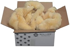 Hollert German Leather Fashion Lammfell - BASTELFELLE 1,5 kg Schaffell Fellreste Füllmaterial Stopfmaterial Dekorieren Farbe Champagner/Weiß