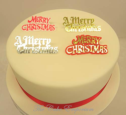 Merry Christmas Motto's Cake Toppers/Plaques Set of 4