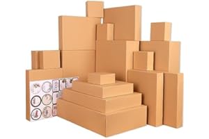 Giiffu Boite Cadeau Marron Kraft Avec Des Couvercles(Lot de 18), 4 tailles différentes, Boite Carton Cadeau Emballage pour Noël, Fêtes, Anniversaires, Mariages, Fête des Pere, Événements