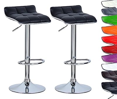 WOLTU BH28sz-2 Tabourets de bar lot de 2 en cuir synthétique avec acier chromé, tabourets avec caoutchouc anti-dérapant,Noir