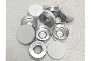 KT TECH 200pcs/lot 20mm Aluminum plastic caps flip off caps for glass vials (Matte White)