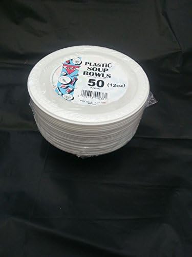 50 x white plastic disposible bowls -15cm [12 oz] for party bbq and all occasions
