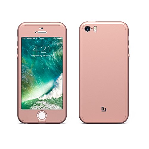 Mobilyos Funda iPhone SE 360 Grados   Cristal Templado   360        Oro Rosa   Case  Cover  Funda iPhone 5s 360 Grados