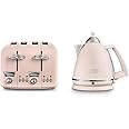 De'Longhi CT04PK Toaster, Plastic, Pink & Argento Flora KBX3016.PK Kettle, 360 Swivel base & cord storage, Pink