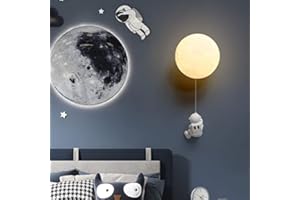 WJLL Lampada da Parete a LED Lampada a Muro per Bambini Plafoniere Design Astronauta Luce Tricolore Luce Notturna Applique da Parete per Camera dei Bambini Lampada da Comodino Camera da Letto,A