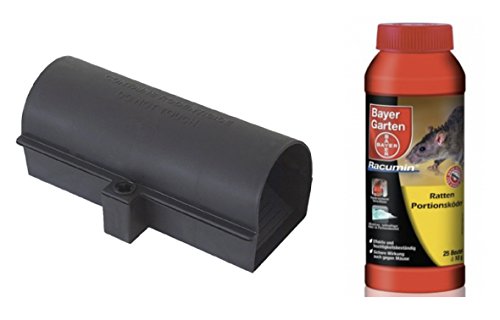 Sparset Rattenbekämpfung: 250g Bayer Garten Ratten und Mäuse Portionsköder + 1 Köderstation