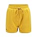 Produktbild NINGSANJIN Damen Kurze Hose Shorts Schlafanzughose Schlafhose Yoga Sporthose Running Gym Beiläufige Elastische Shorts Falten Strandshorts (M, Gelb)