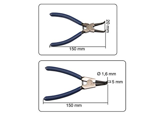 4 tlg. Set Seegeringzangen 150 mm Innen und Aussen – gebogen 90° und gerade - 3