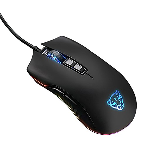 Motospeed Rat  n Gaming Profesional 3500DPI -7 Botones -Cableado Computadora Raton Gaming Programable RGB-Compatible con Windows 7  8  10  XP  Vista  ME  2000 y Mac OS  Color Negro