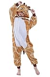 ABYED® Jumpsuit Tier Karton Fasching Halloween Kostüm Sleepsuit Cosplay Fleece-Overall Pyjama Schlafanzug Erwachsene Unisex Lounge,Chidren Größe 125 -for Höhe: 138-148cm Giraffe - 