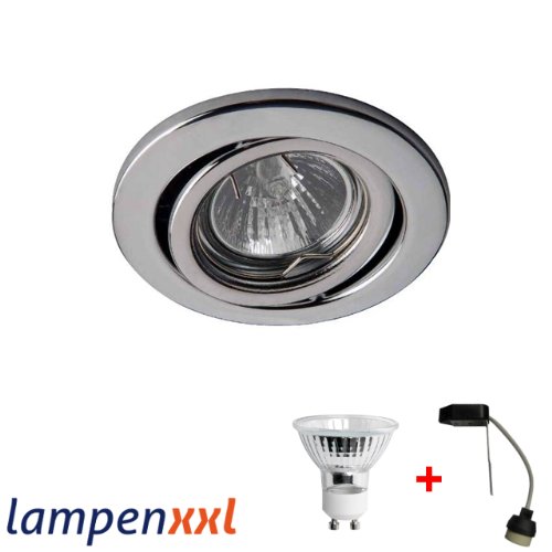 Preisvergleich Produktbild Halogen Einbaustrahler 35 Watt, Einbauleuchte Einbauspot, incl. GU10 Fassung / Anschlußbox, chrom, schwenkbar, 230V