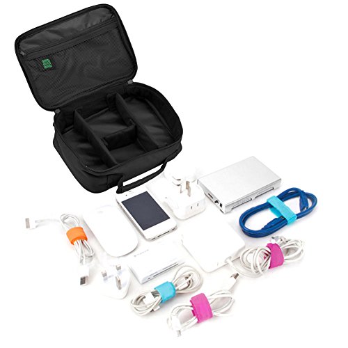 Cozyswan Aufbewahrungstasche Elektronik Organizer Tasche für USB Kabel Netzkabel Akku Digital Zubehör Tragbarer Speicherkarten Schwarz - 2