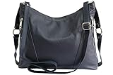 ledertaschen damen AMBRA Moda Damen echt Ledertasche Handtasche Schultertasche Beutel Shopper Umhängtasche GL08 (Marineblau)