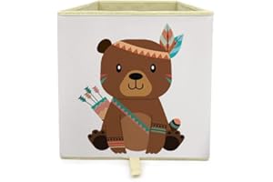 NINIMIO Box Cesto Portagiochi Bambini Cubo Contenitore Giochi Scatola Pieghevole 33x33x33 Compatibile Con Kallax Ikea Cameretta Neonati (orso)