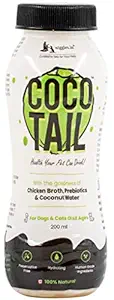 Cocotail Energy Drink for Dogs Cats, 4800ml - Balances Electrolytes, Supports Dehydration Fatigue - Chicken Broth, Prebiotics, Coconut Water (Pack of 24)