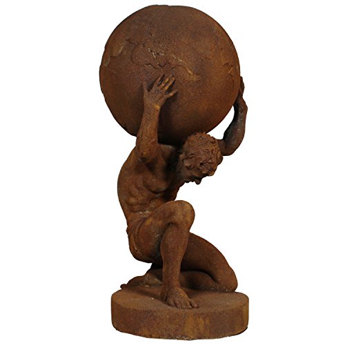 Miganeo® Atlas -trägt die Welt auf Schultern Figur 29 cm Skulptur Statue Deko Dekoration Steinfigur bronziert 4519