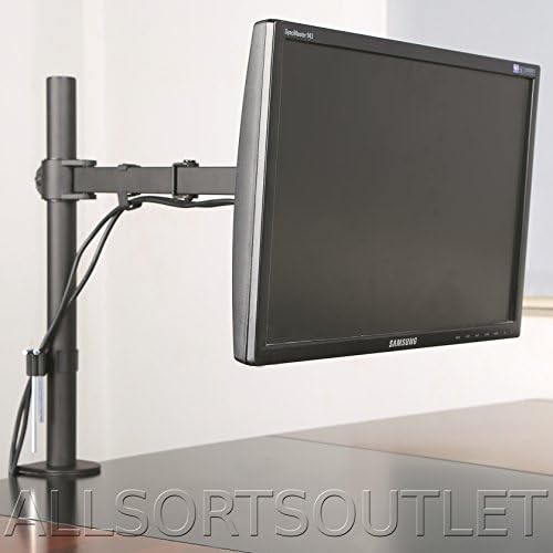 Single LCD LED TFT Monitor Arm Desk Mount Stand Bracket Clamp Fully Adjustable/Tilt/Articulating for 1 VESA Screen up to 27" inches by Allsortsoutlet