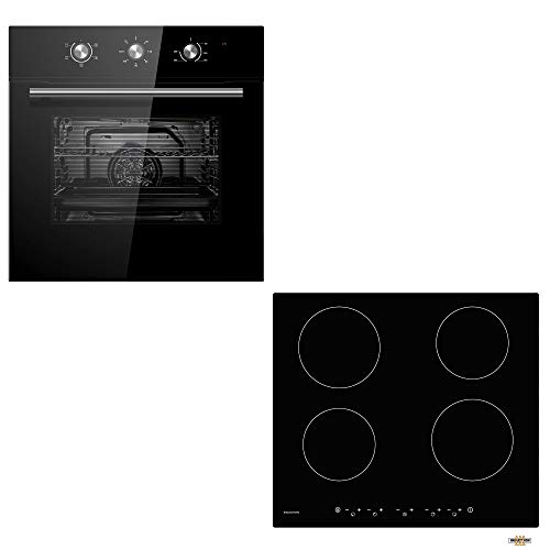 Buy Cookology Black Electric Fan Forced Oven & 60cm four zone Induction Hob Pack Online at