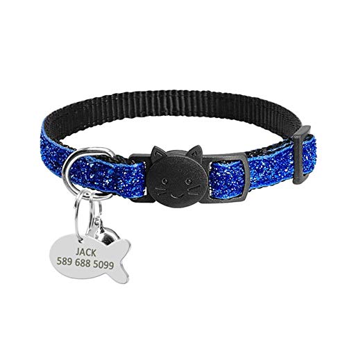 Zimo Cat Collari Personalizzati Personalizzati Collana Collare Gatti con Campane per Cucciolo di Gatti, Blu Bling, Collo per 18 a 27 cm