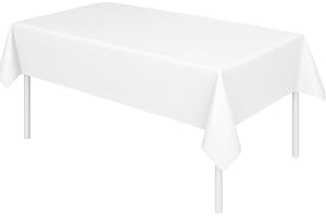 Share the Love Disposable Tablecloth for Rectangle Tables 54" x 72" – Plastic Table Cover for Weddings, Bridal Showers, Birthdays & Party Decorations (White)