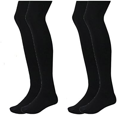 NEW KIDS GIRLS BLACK HEAT INSULATING THERMAL FLEECE LINED WARM 2 PACK TIGHTS