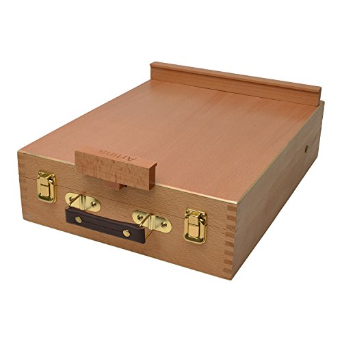 Artina® Koffer-Staffelei Nancy aus Buche Holz für Keilrahmen bis 66cm mit 3 Fächern als Tisch-Staffelei mit Tragegriff - 4