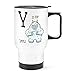 Produktbild Dozili Thermobecher mit lustigem Buchstaben Y Is For Yeti Alphabet Tier, Edelstahl, Geschenkidee für Kaffee, ca. 400 ml