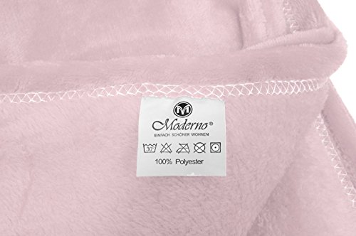 Kuscheldecke Tagesdecke Moderno® Premium XXL Coralfleece Mikrofaser Supersoft Soft Decke Wohndecke Bettüberwurf Sofadecke | Öko Tex Zertifikal 100 | Uni in Hell-Rosa | 150×200 cm - 3