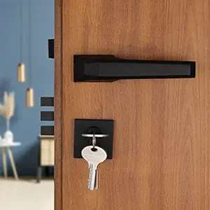 LAPO Cartier Rose Mortise Door Lock Handle Set/ Mortise Lock with Brass Lock Body and 70mm Brass Cylinder Set with 3 Brass Computer Keys / Zinc Alloy Weather Proof (Black Finish)