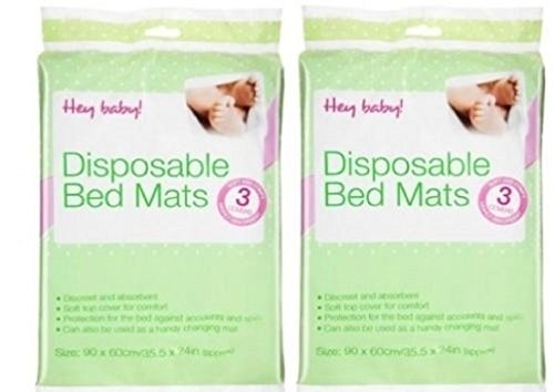 Baby Disposable Bed Mats Matress Protectors x 6 (2 packs of 3) 60 x 90cm Each Mat