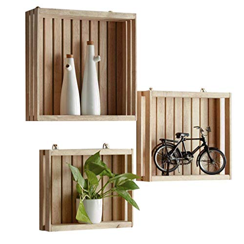 YT-ER shelf storage racking 3PCS Square Shaped Wooden Wall Floating Shelf Decorative Cube Storage Rack Storage Box for Living Room Wall Grocery Rack Decorative Home Storage Organizer Bear heavy weigh