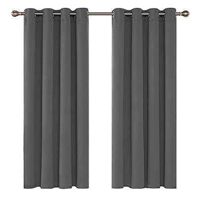 Deconovo Lot de 2 Rideaux Occultants Thermique à Oeillet pour Chambre Salon 132x160cm Isolant Thermique Gris