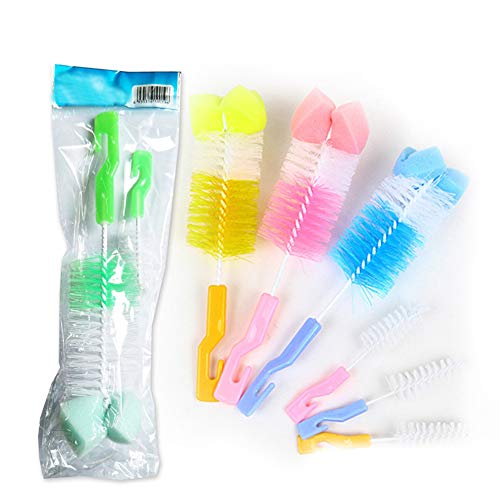 Cepillo de botella limpiador un conjunto de 6 pedazos de esponja taza del vacío de limpieza del cepillo de botella termo taza de limpieza con herramienta de color al azar