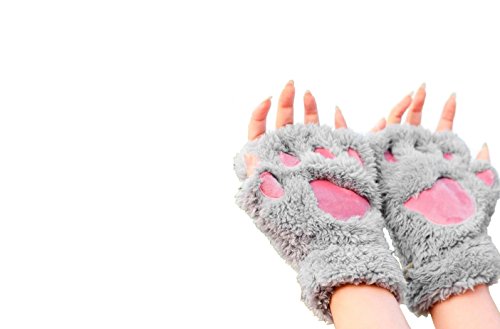 Preisvergleich Produktbild DESIGN FREUNDE Damenhandschuhe Bärentatze Braun Handschuhe Fäustline Handschuhset Bär Mode Handschuhe Damenhandschuhe Frauenhandschuhe Fingerlinge Damenhandschuhe Bärentatze Grau
