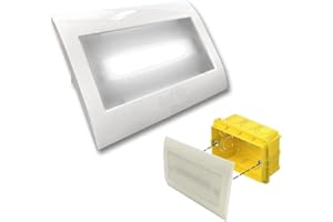 ANFEL Lampada Emergenza luce led fredda incasso per scatola cassetta 503 con placca ghiera bianca, Segnapasso led da incasso luce di EMERGENZA per 503 anti black out 12 LED PRO