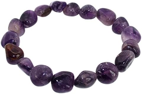 Angelleesa Designs Ltd Elasticated Amethyst Gemstone Smooth Pebble Bracelet