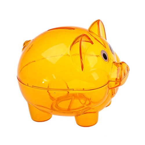 SODIAL(R) Plastik Sparschwein Muenzen Bargeld Speicher Klar Orange - 2