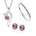 Habors 18K White Gold Plated Pink Austrian Crystal Starshine Trendy Pendant Set With Multicolor Bracelet RS.499.00