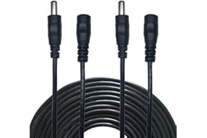 Liwinting 2 Piezas 5m Cable de Extensión Plug DC 2,1 mm x 5,5 mm Macho a Hembra Conector para Adaptador de Corriente, LED, Cámara CCTV Potencia, Coche, Monitores y Más - Negro