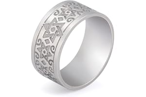 VASSAGO Delicado anillo de estrella de David Salomón de seis puntas de talismán de acero inoxidable hexagrama judío Israel joyería para hombres (7-11)