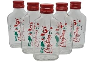 DIAH DO IT AT HOME Glass Flask Bottle 100 ml with Lid Screw Cap Merry Christmas 10pcs. for ‎For Storage Homemade Wine Tinctures