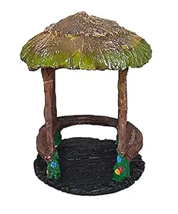 Wonderland 5.5-inch Miniature Fairy Garden Thatch Gazebo for Planter/Bonsai/Terrarium/Dollhouse/Kids Room Decor (Multicolour)