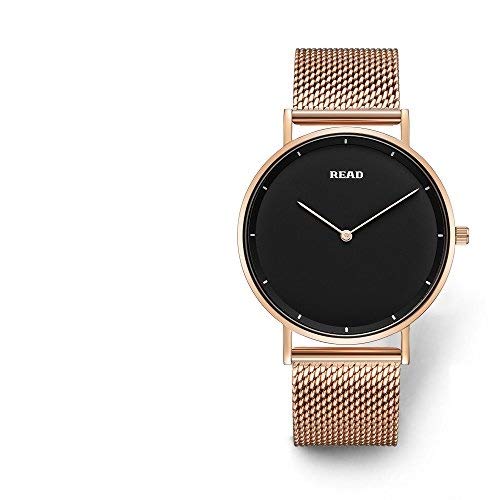 READ Reloj para Hombre, Reloj de Cuarzo, Marca de fábrica Superior, Relojes de Pulsera ultrafinos (Gold-Black)