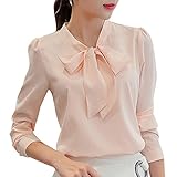 iHENGH Karnevalsaktion Damen Top Bluse Lässig Mode T-Shirt Frühling Sommer Frauen Bequem Blusen Arbeiten Büro Langarm Fliege Button Down Chiffon Shirt Tops