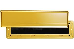 Exitex Internal Letterbox Draught Excluder with Flap, Aluminium Plate with Bristle Seal, Spring Closing Flap, Reduces Draughts & Dust, Saves Energy, Easy 5 Min Fit for Standard Letterboxes (Gold)