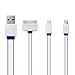 Produktbild USB Kabel, 3 in 1 Multi Universal USB-Ladekabel anzupassen Kabel für iPhone5 5S 6 6S Plus iPad 4 5 Air Pro Mini 2 3 4, iPhone 4 4S, Samsung, HTC, LG G3 G4, Energien-Bank und anderen Android Phone (Lila)